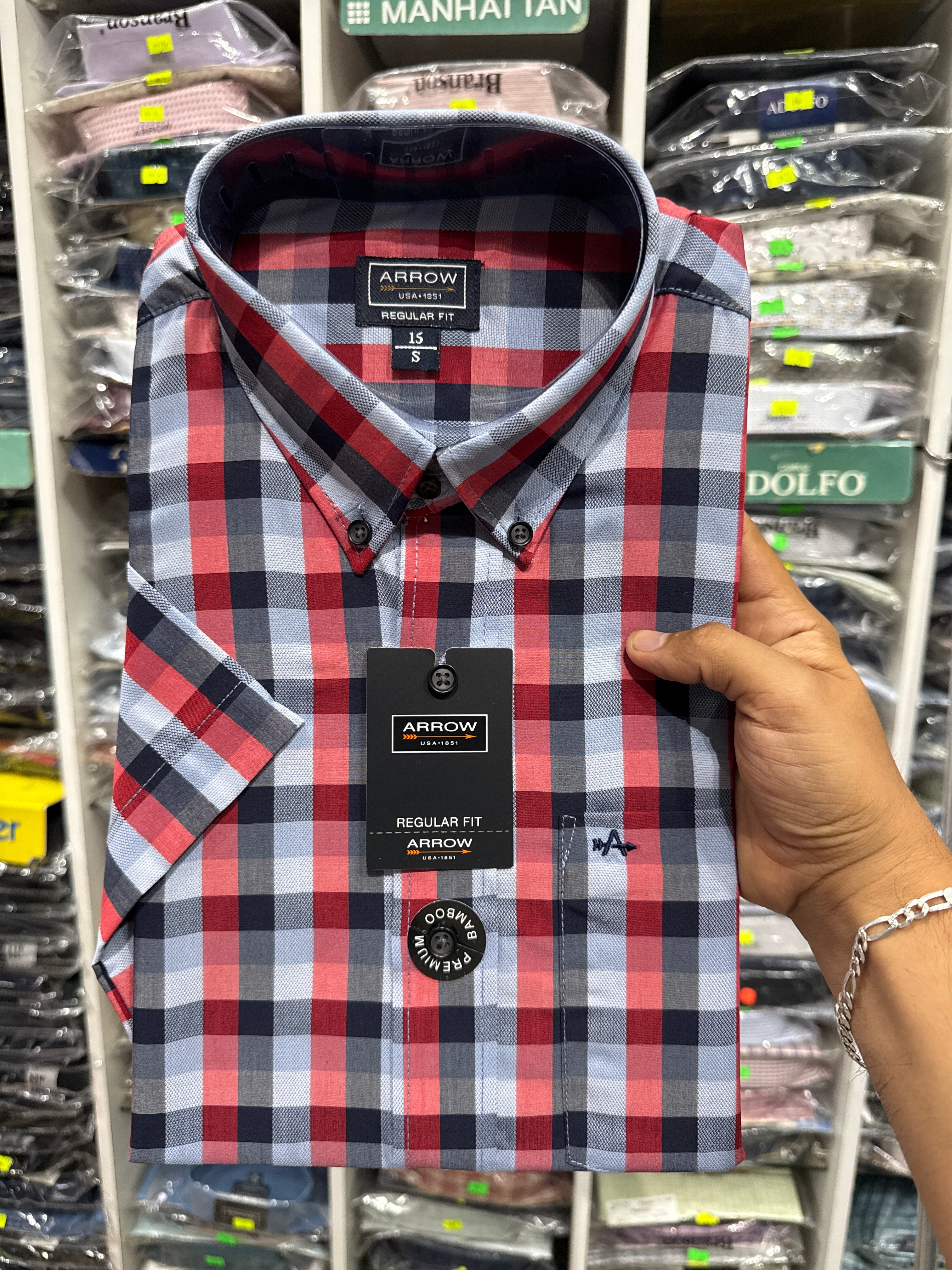 2203 DL-CAMISA ARROW PREMIUM REGULAR  FIT MANGA CORTA