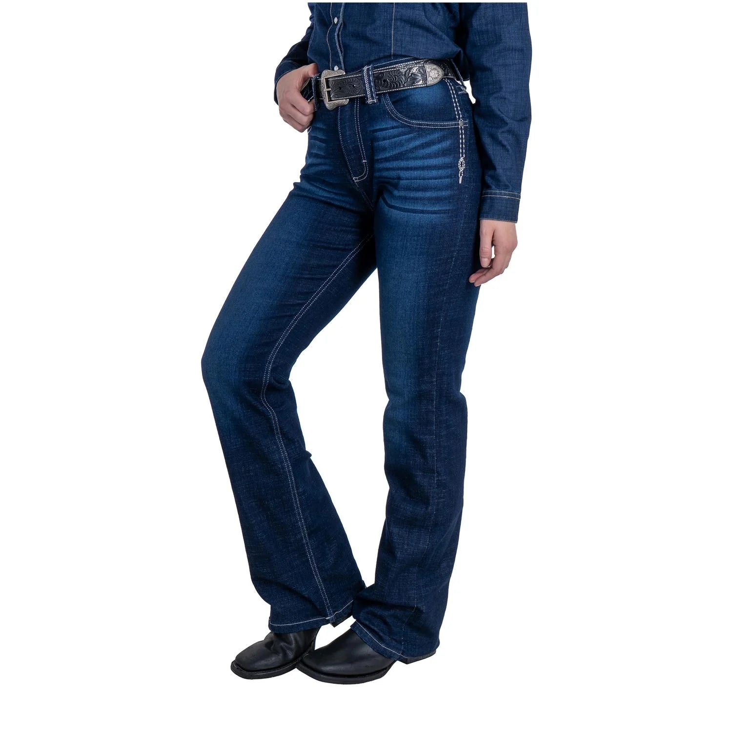 112381282|JEANS HIGH RISE CORTE BOTA