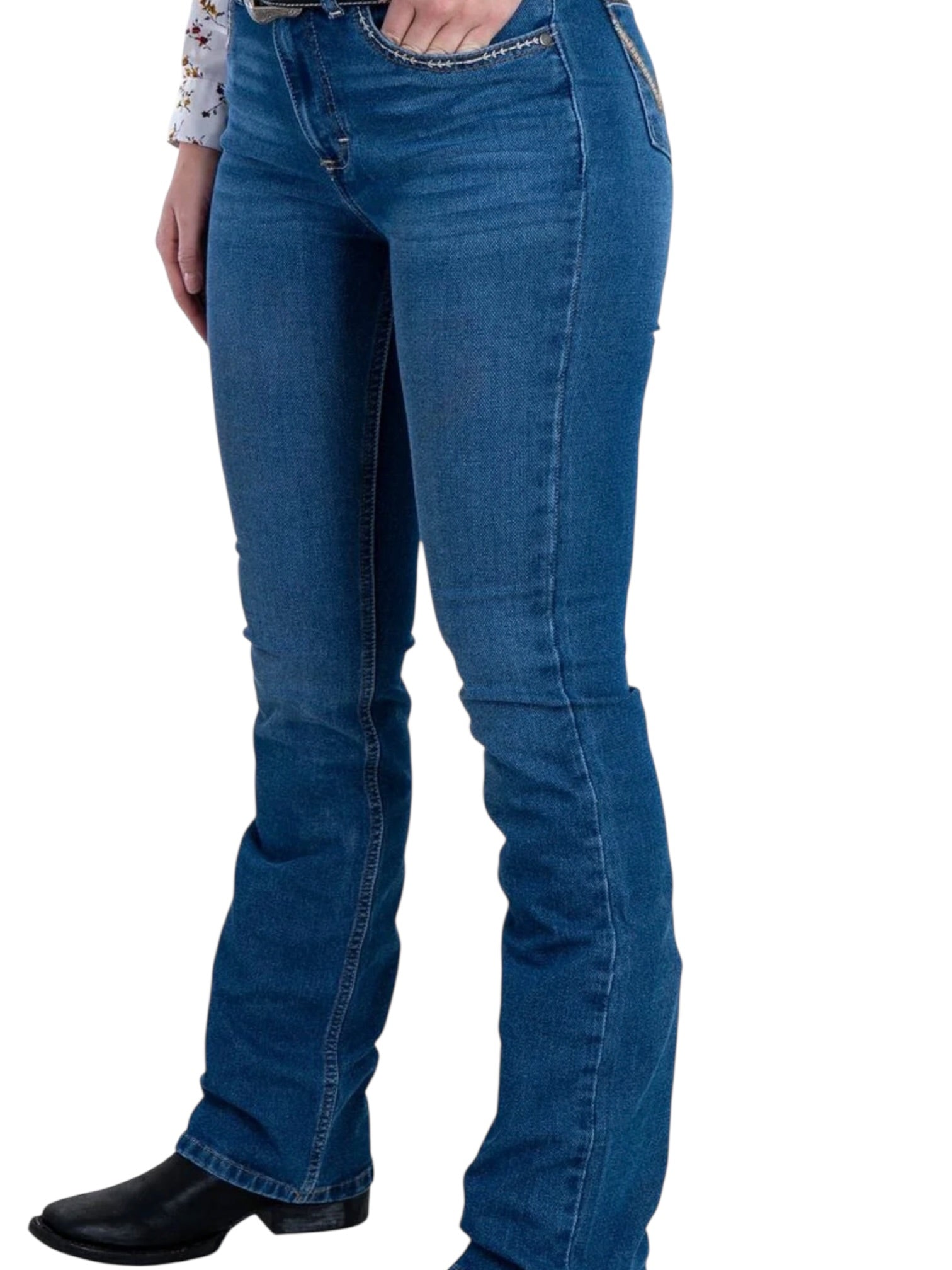 112381290|JEANS HIGH RISE CORTE BOTA