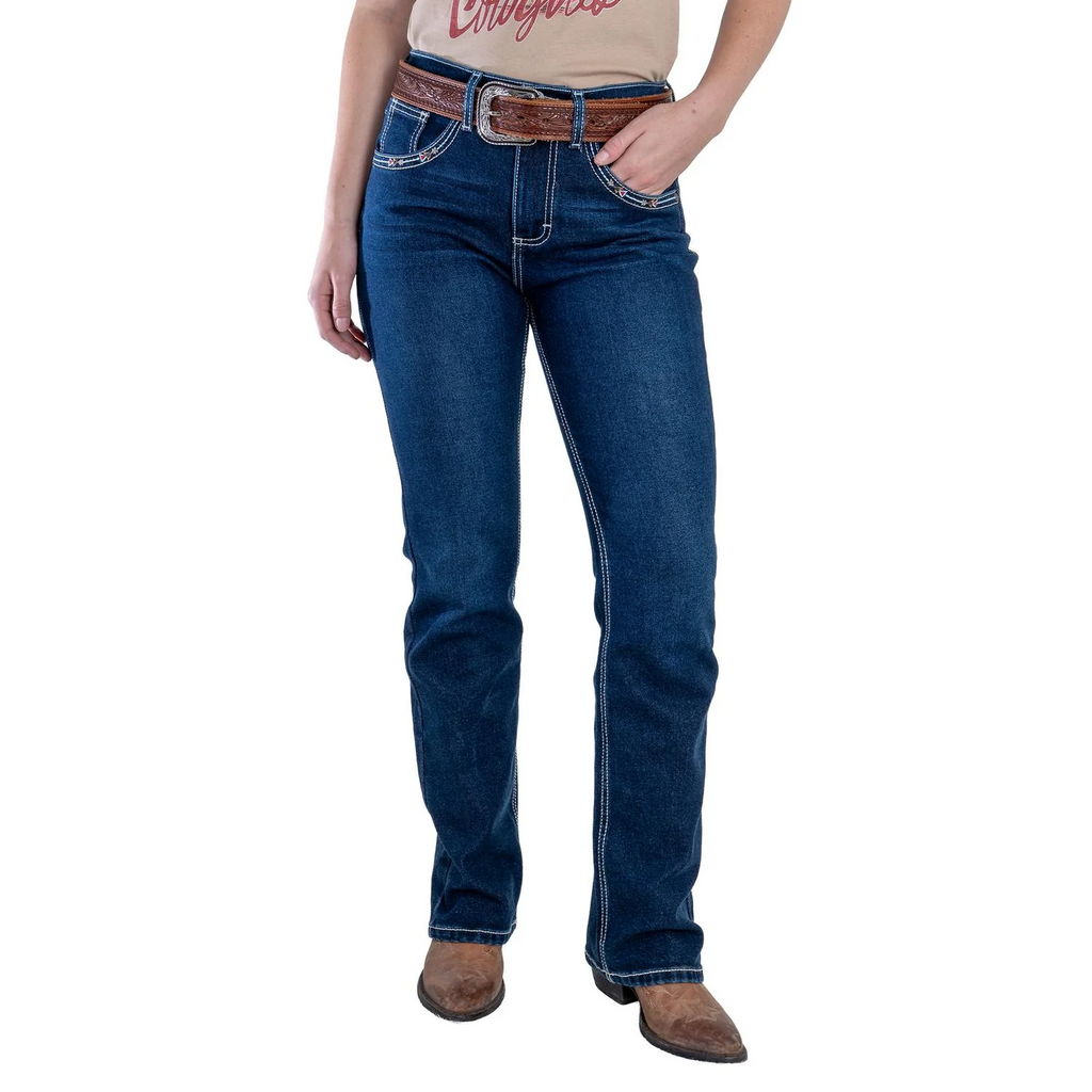 112381286|JEANS HIGH RISE CORTE BOTA