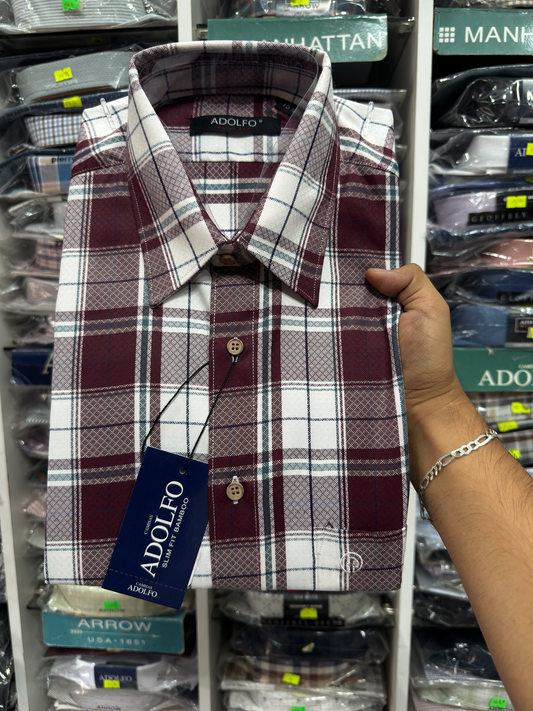 CAMISA ADOLFO CUADROS CASUAL POLY BAMBÚ|101