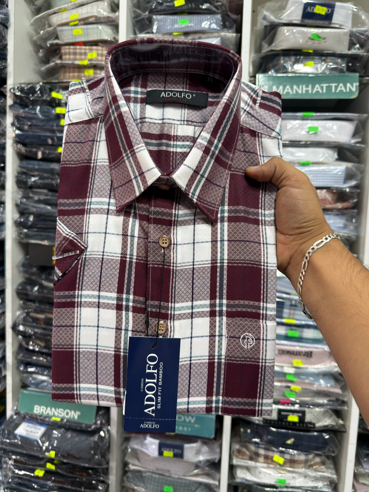 CAMISA ADOLFO CUADROS CASUAL POLY BAMBÚ|102