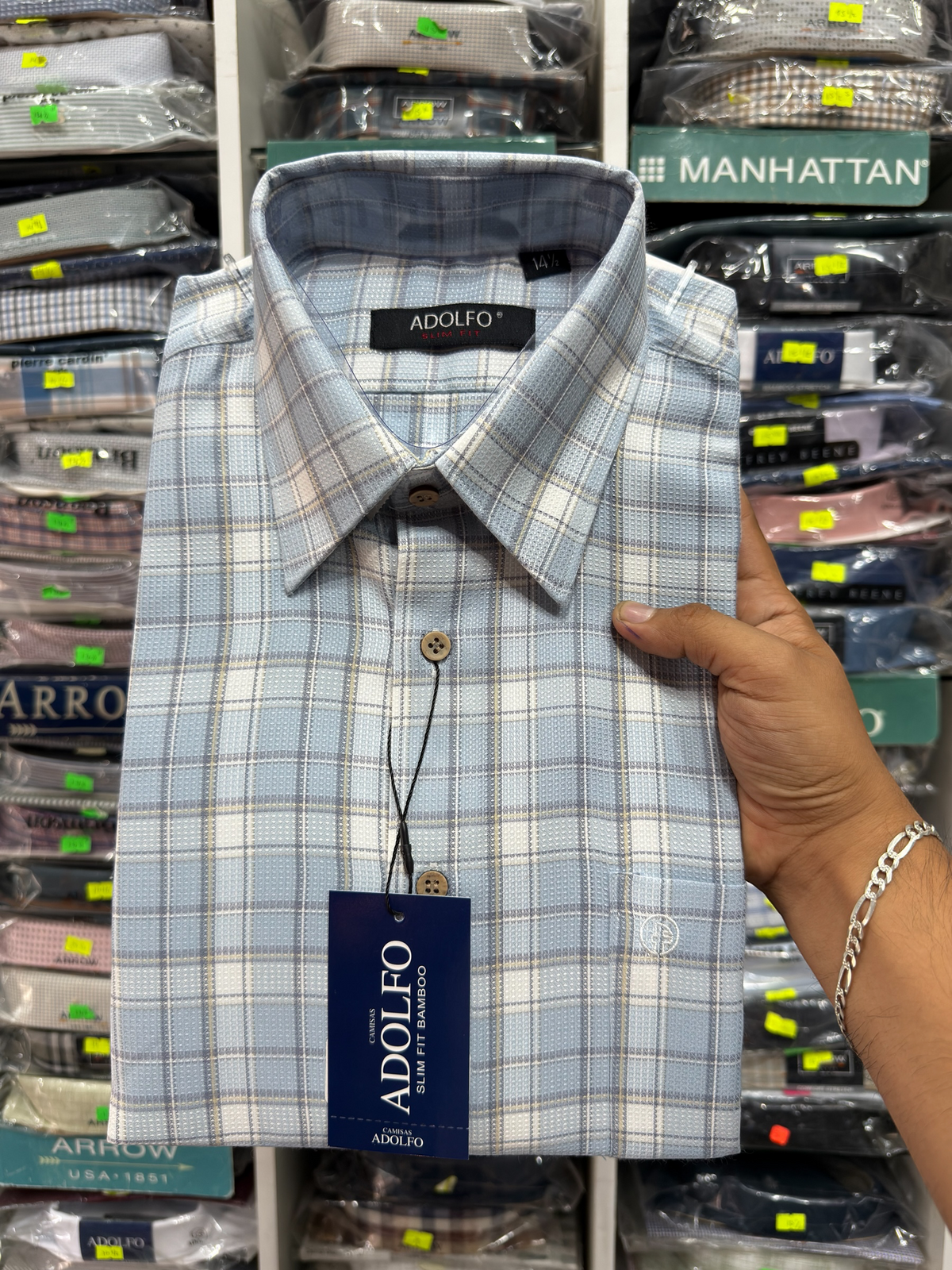 CAMISA ADOLFO CUADROS CASUAL POLY BAMBÚ|301