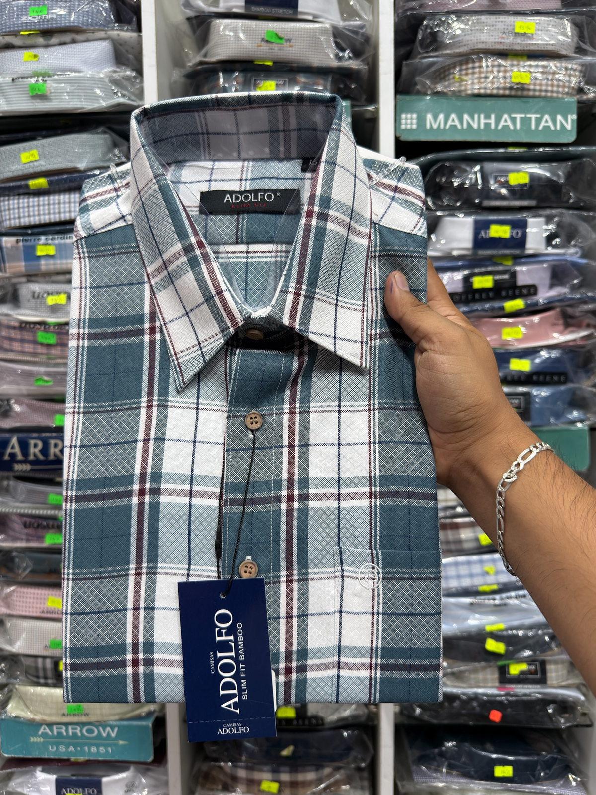CAMISA ADOLFO CUADROS CASUAL POLY BAMBÚ|201