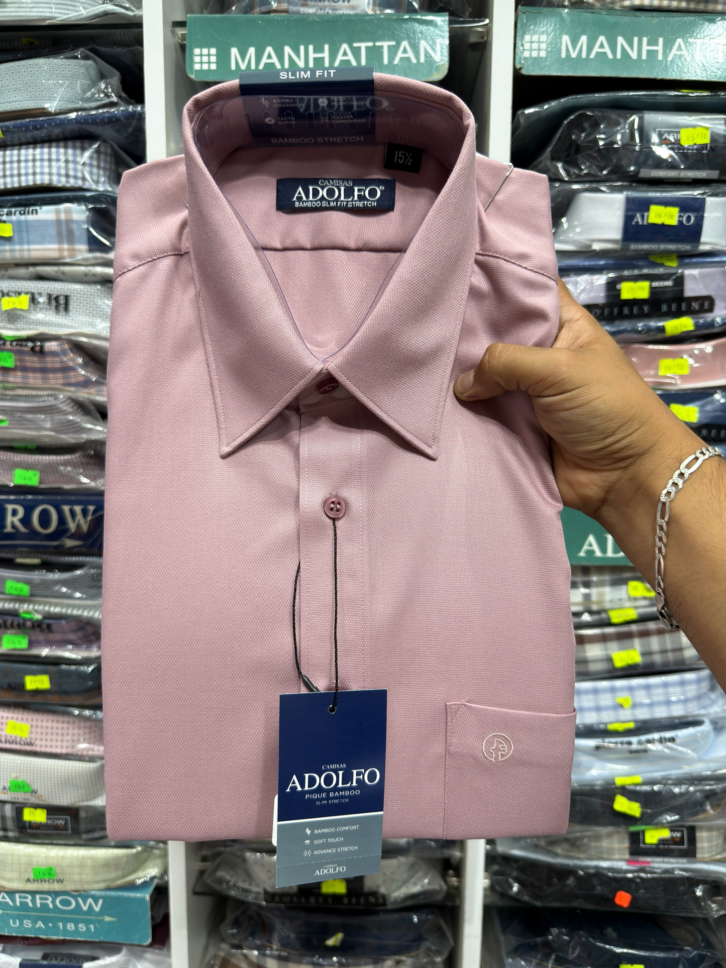 CAMISA ADOLFO PIQUE BAMBÚ STRETCH COLORE|801