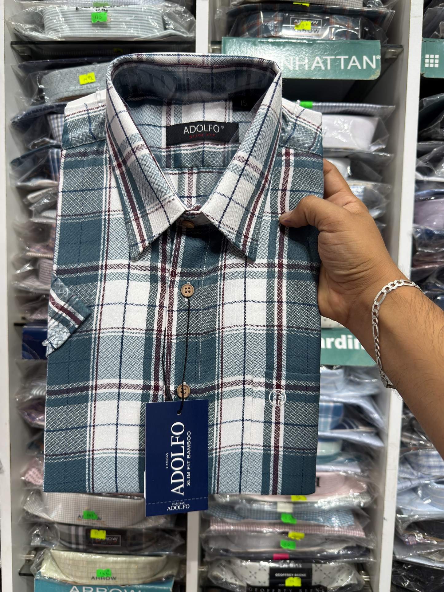 CAMISA ADOLFO CUADROS CASUAL POLY BAMBÚ|202
