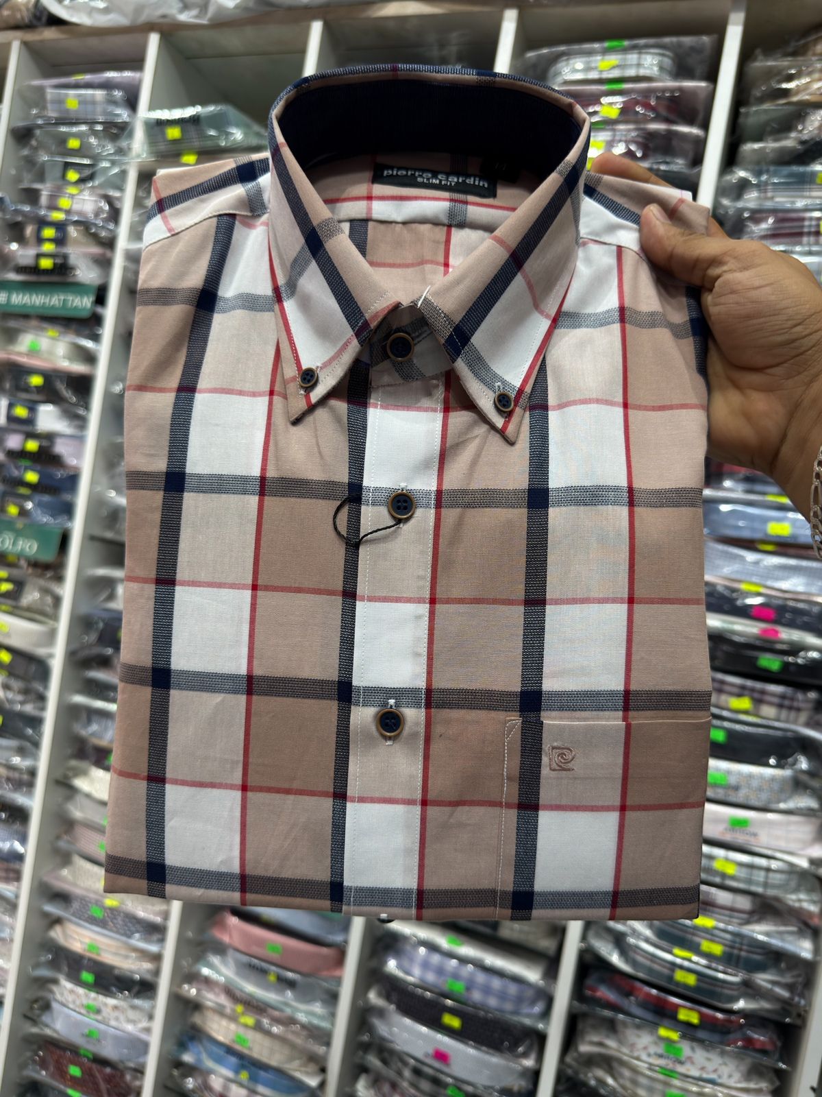 CAMISA PIERRE CARDIN CUADROS SLIM