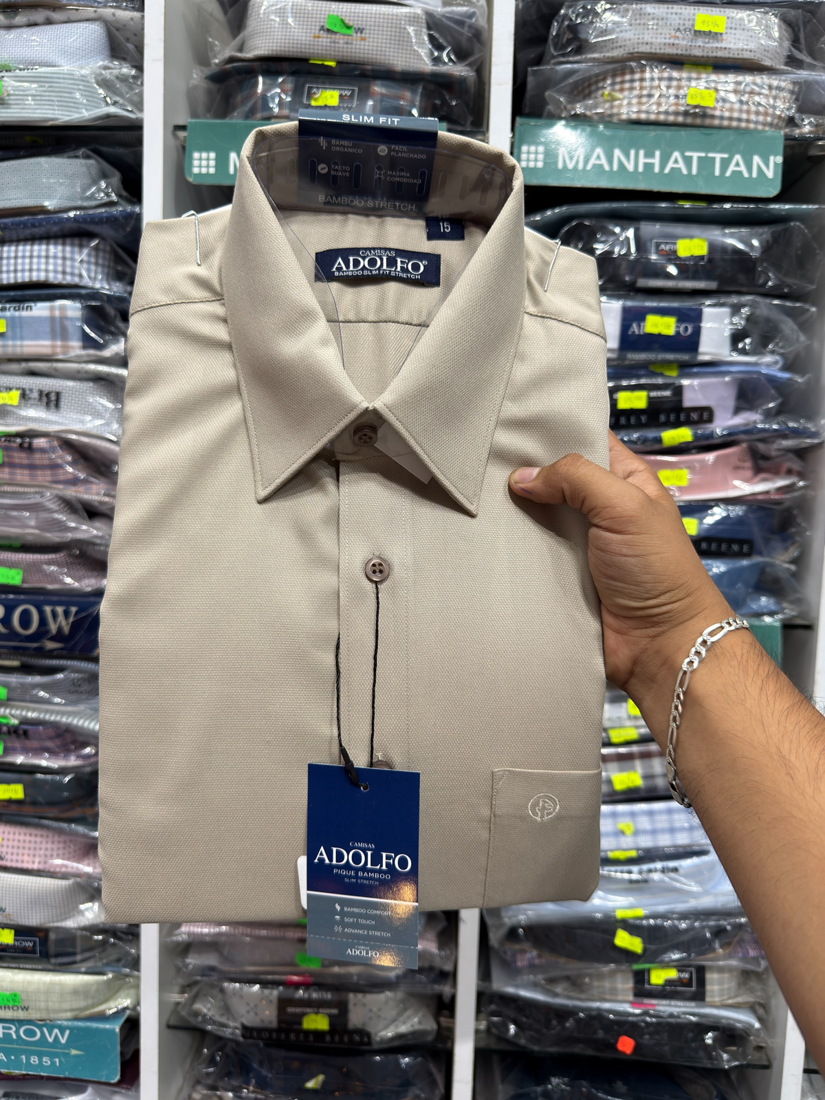 CAMISA ADOLFO PIQUE BAMBÚ STRETCH COLORE|901