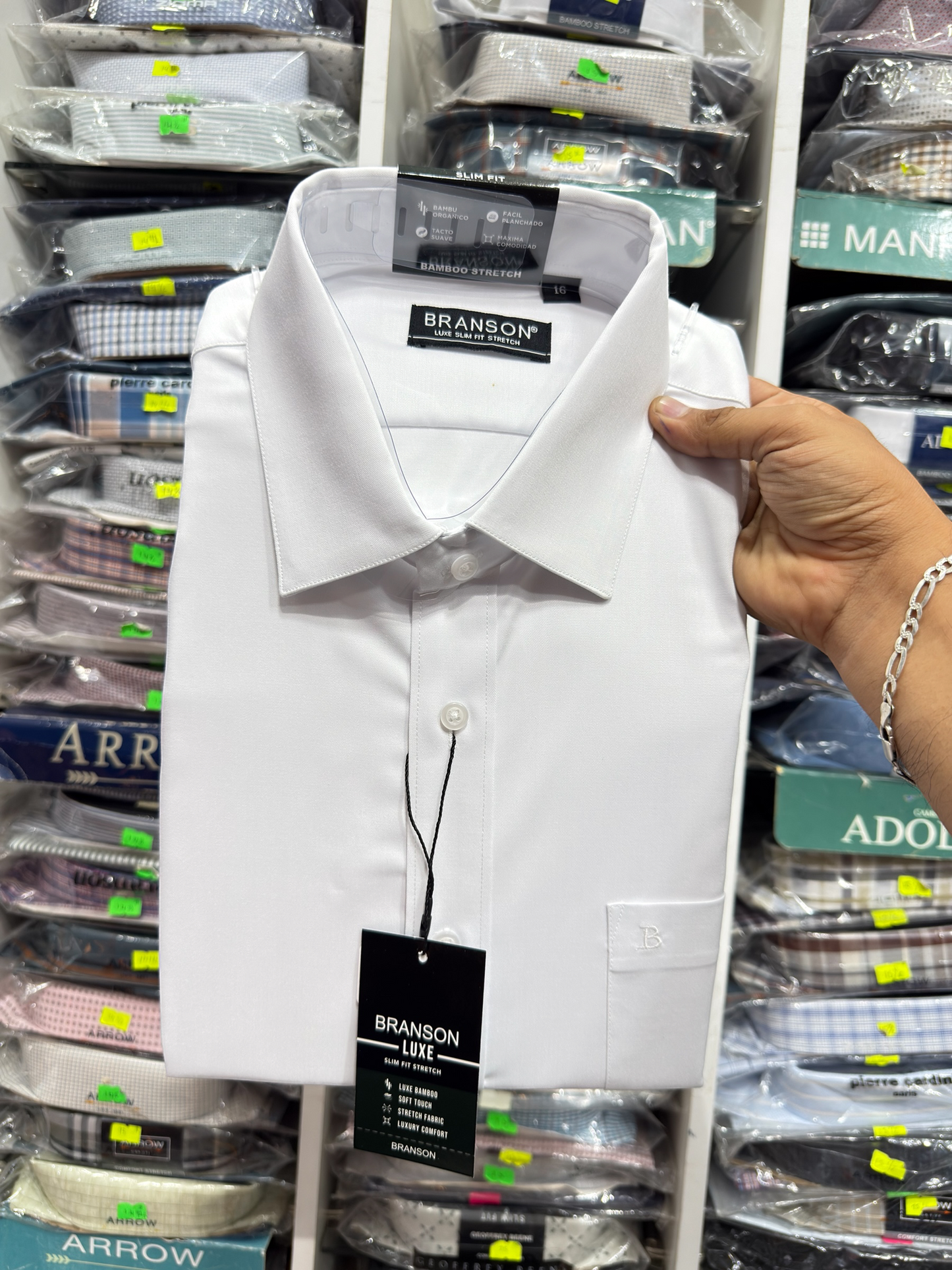 CAMISA BRANSON LUXE BAMBÚ STRETCH BLANCO